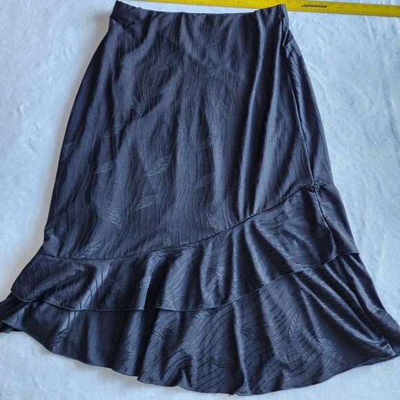 HYR Ruffle Flounce Skirt Womens XL Black Midi Jacquard Witchy Goth Whimsigoth - Picture 10 of 13